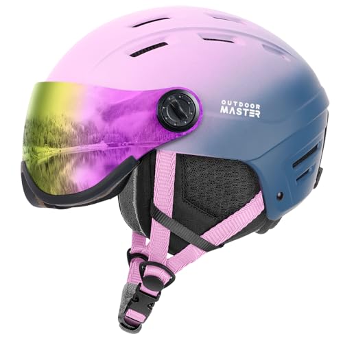 OutdoorMaster Snowboardhelm mit Skibrille, Skihelm und 2-in-1-Visier, abnehmbare Brille, schützender EPS-Schaum und 14 Kühlöffnungen, Schnee-Helme für Herren, Damen und Jugendliche