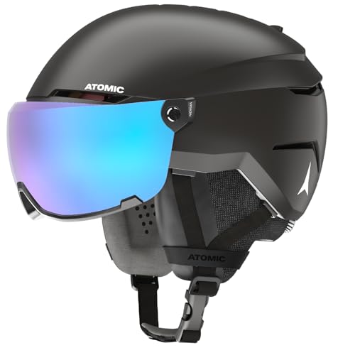 ATOMIC Savor Visor JR Skihelm mit Visier - Schwarz - Größe XS - Für Kinder & Jugendliche - Max. Stoßdämpfung - Active Aircon Belüftung - Brille mit High End-Verspiegelung