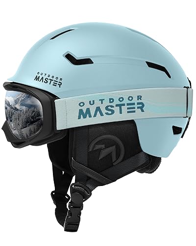 OutdoorMaster Ski- und Snowboardhelm-Set mit OTG-Skibrille für Erwachsene