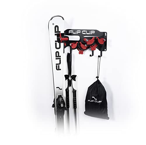 Flip Clip Triple | Universalhalterung | Skihalterung | Snowboardhalterung | Wandhalterung | Gerätehalter | Werkzeughalterung | Aus Stahl, Aluminium und Glasfaserverstärktem Kunststoff