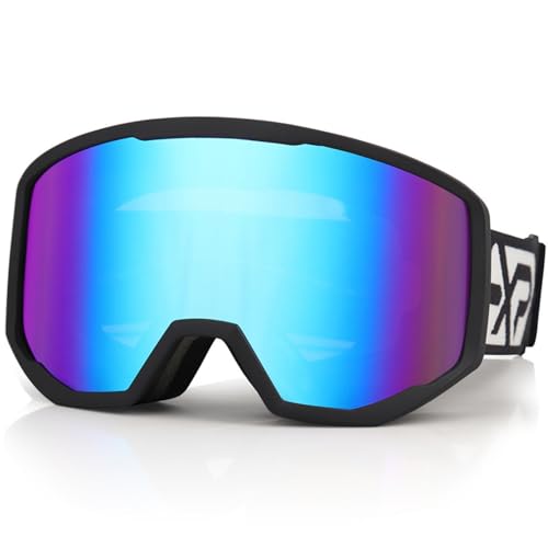 EXP VISION Skibrille für Damen und Herren, Snowboard Brille Schneebrille OTG 100% UV-Schutz Skibrille für brillenträger, Anti-Nebel Snowboard Brille Ski Goggles