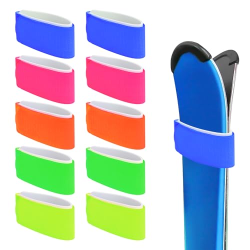 DUTIFUL 10 Stück Ski Befestigungsbänder Skigurtverschlüsse Verstellbare Skibänder Klett Nylon Skiband Klettband Ski Wickelgurte Skigurte Skibänder Ski Strap für Skiboards Stöcke Wintersportzubehör