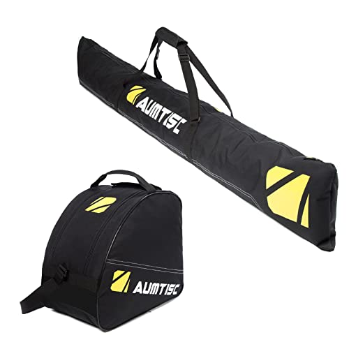 AUMTISC Skitasche Set Skisack &Skischuhtasche Längenverstellbare Bis 200 cm für 1 Paar Ski &