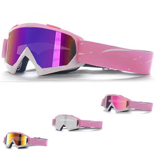 DONGZQAN Skibrille Damen Rosa, Skibrille Brillenträger Damen, Skibrillen Dame Unisex Skibrill Otg Mit Schaumstoffpolsterung, Geeignet für Outdoor-Sportarten