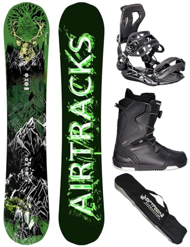 Airtracks Herren Snowboard Set Freeride Freestyle Forest King Carbon Wide Hybrid Rocker