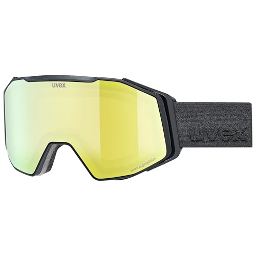 uvex gravity FM - stylische, verspiegelte Skibrille mit Anti-Fog-Beschichtung und Over-The-Glasses-Konstruktion für Damen und Herren - black matt/yellow-orange - one size
