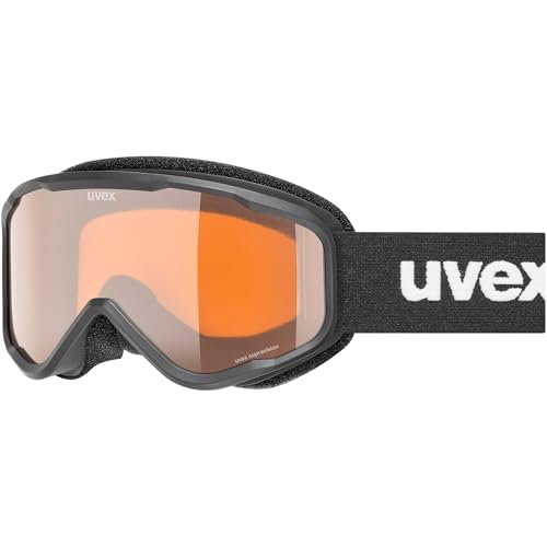 uvex speedy nova - leichte, stylische Skibrille mit Anti-Fog-Beschichtung und oranger Tönung für eine bessere Konturenwahrnehmung für Kinder - black/lasergold - one size