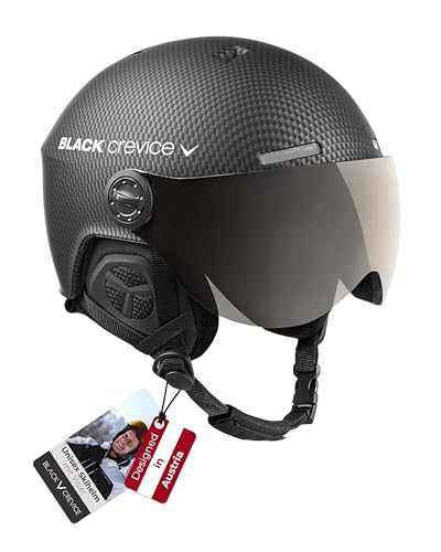Black Crevice Skihelm mit Visier, Gstaad, BCR143921, schwarz Carbon, Gr.